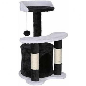 Arbre à chat 65 cm avec maison et corde sisal noir/blanc