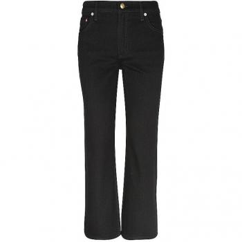 Tory Burch Women's Black Denim Cropped Trousers with Embroidered Logo W27