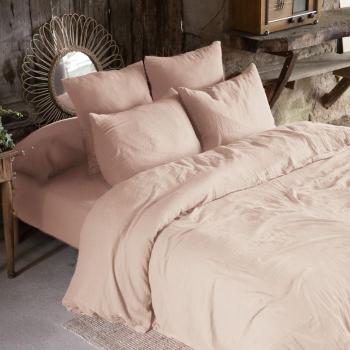 Housse de couette 200x200 Gaze de Coton Rose Guimauve