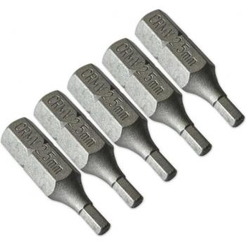 Set 5 Embouts Vissage Court 25 mm – 6 Pans 2,5 mm – OC‑PRO