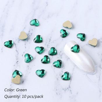 10 pcs Valentine Heart AB Crystal Flat Back Rhinestones for Nail Art