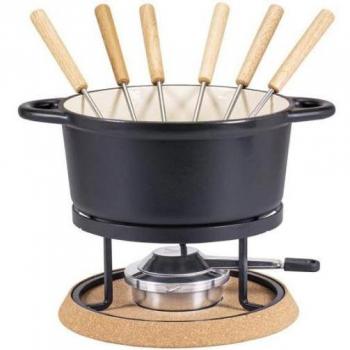 Kadastar Käsefondue “Nostalgie” 9‑teilige schwarze Set, Holz: Gummibaum (China)