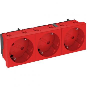 OBO Bettermann 6120129 Insertion Prise Électrique Triplet Rouge (135 mm × 45 mm × 42 mm)
