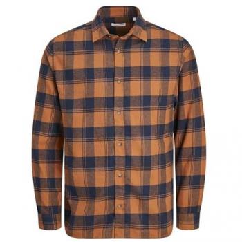 Langarmhemd JACK & JONES JJJOSHUA FALL BUFFALO SHIRT LS Gr. XS, N-Gr, braun (mocha bisque), Herren, Web, Obermaterial: 60% Baumwolle, 40% Polyester, kariert, Hemden