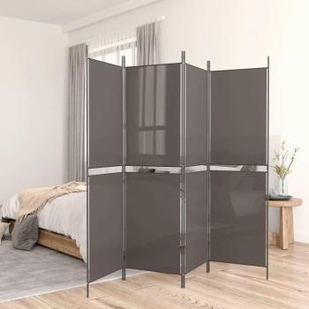 Modern 5-Panel Room Divider Anthracite Fabric 250x200 cm