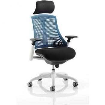 Flex Chair White Frame Blue Back With Headrest KC0092 59763DY