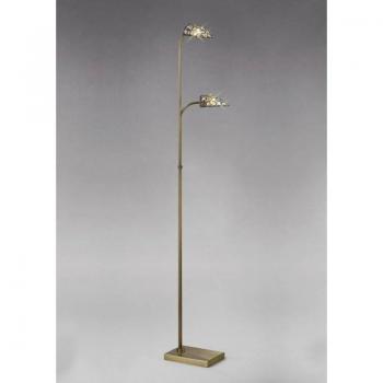 Ashton Floor Lamp 2 Light Antique Brass, Crystal