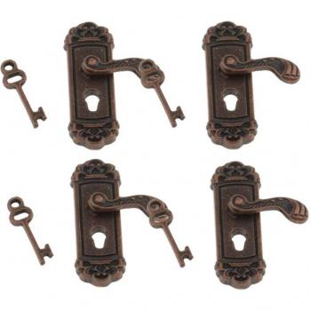 4Pcs Dollhouse Door Lock with Right Handle and Key