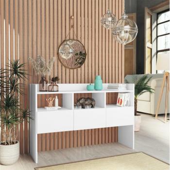 Mesa de Sala VidaXL en Blanco – 3 Cajones y 3 Compartimentos