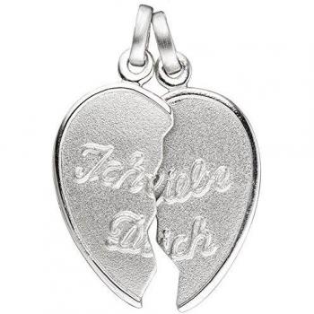 925 Sterling Silber Partneranhänger / geteiltes Herz Ich liebe Dich