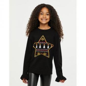 Black Xmas Knitted Jumper THB Girls von Threadgirls – festlicher Rundhals