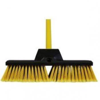Bulldozer 14-Inch Heavy-Duty Broom with Cushioned Grip Handle