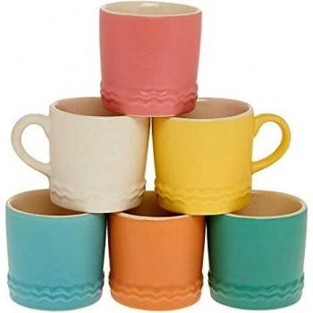 Espresso Stoneware Mini Cups – Pastel 6‑Piece Set