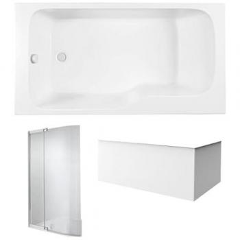 Bañera Ducha Antideslizante Jacob Delafon Malice 160x90 Izquierda con Faldón y Mampara