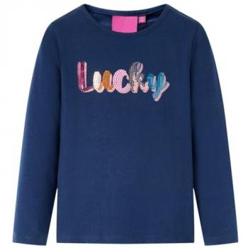 VidaXL Boys' Long Sleeve T-Shirt Navy Blue 140