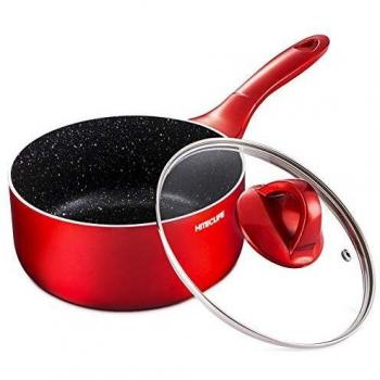 Induction Ready Red Saucepan 18 cm, 2 L, Non‑Stick, 4‑Layer
