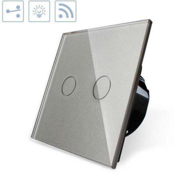 LEDBOX Interruptor táctil doble con control remoto, frontal gris