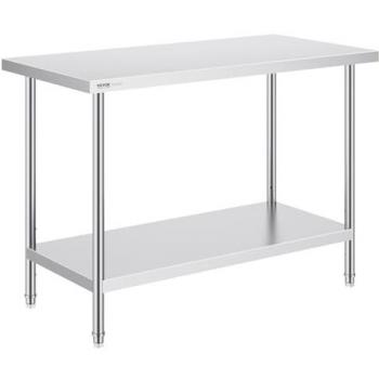 Vevor table de préparation cuisine 61×121,9×86,4 cm – acier inox