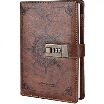 Carnet de notes A5 en cuir avec serrure à combinaison, agenda de voyage marin