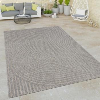 Tappeto Moderno per Esterni Astratto a Righe Grigio 80x150 cm