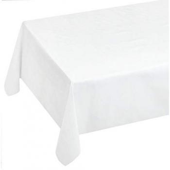 Nappe de protection table anti-taches, tissu ciré plastifié – cuisine blanc neutre 140x280 cm