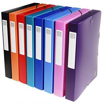 Exacompta Archivboxen 5970E DIN A4 Farbig sortiert mit Gummizug und Rückenschild, 8 Stück