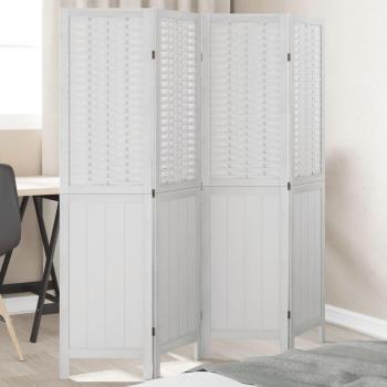 Room Divider with Blackout Feature – 4 White Paulownia Panels