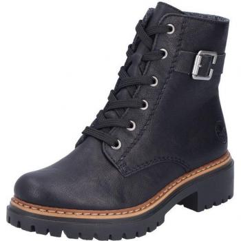 RIEKER Damen Boots, Schnürstiefel mit kontrastfarbener Naht