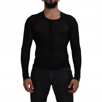 Dolce & Gabbana Black Cashmere Button Pullover Sweater
