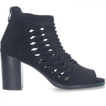 Botines de Mujer Calados PuntoSalao Tacón Cómodo en Negro YZ23-117