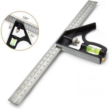 300mm Combination Square with 45/90 Degree Angles and Level