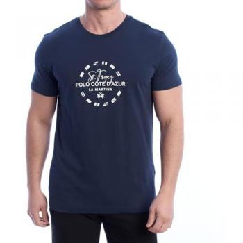 La Martina Herren Kurzarm T-Shirt Standard‑Fit Blau S – Artikelnummer YMR321-JS206