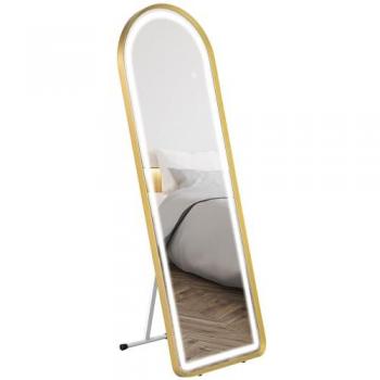 Espejo RoyalGlow 151.5x50cm – Pared/Pie, Luz LED y Control Táctil