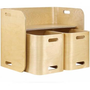 Keezi 3‑Part Kids Table & Chair Set – Compact Nordic Style, Beige & White