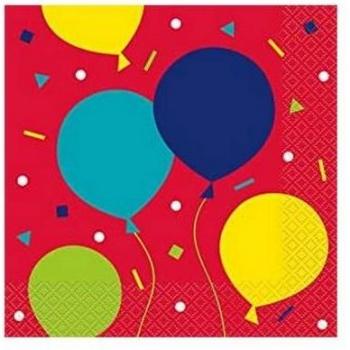Serviettes à ballons de fête uniques, jetables, noir (Pack 16) Taille unique