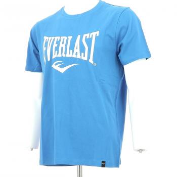 Camiseta de Algodón Everlast para Hombre, Manga Corta, Cuello Redondo, Azul