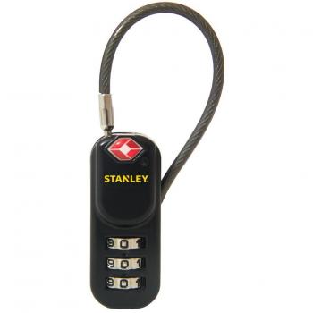 Stanley TravelSafe 20 mm TSA-Zahlenschloss in Schwarz – 3‑stellige VINYL‑Kette (S742‑060)