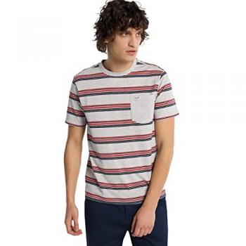 Camiseta de manga corta Bendorff para hombre con rayas y bolsillo gris