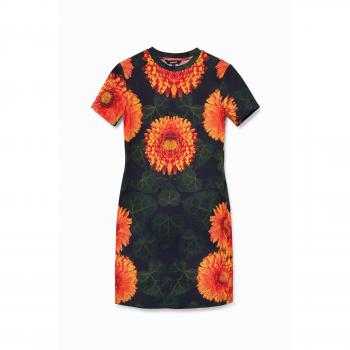 Robe S Desigual orange avec motifs floraux