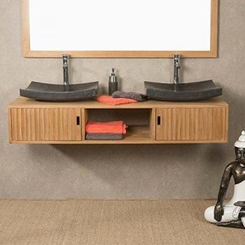 Meuble de Salle de Bain en Teck Mya 145 cm Suspendu