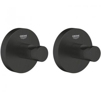 Grohe START 2‑Piece Black Wall‑Mounted Robe Hook Kit