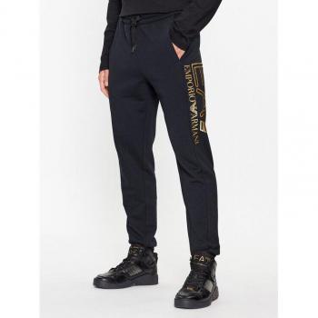 EA7 Logo Embellished Black & Gold Jogging Bottoms, Size XL Men