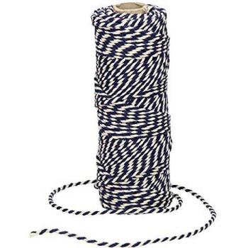 Katoen touw 50 gram 45 meter blauw/wit