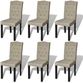 Día y Noche Sillas de Comedor 6 Unidades de Tela Camel