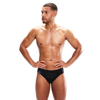 Speedo Herren Badehose Tech Panel 7 cm Brief Black/Chroma Blue Spritz S UK32