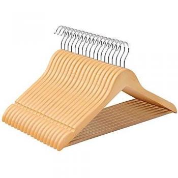 SONGMICS Multifunktionale Kleiderbügel aus Holz, 50 Stück mit Rock