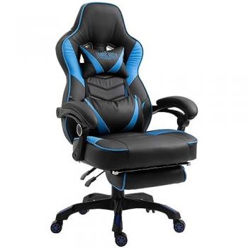 Poltrona Tilos gaming con poggiapiedi Nero/Blu