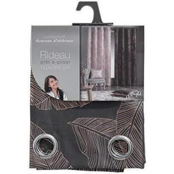 Rideau en polyester Veggy 140x260 cm avec impression métallisée