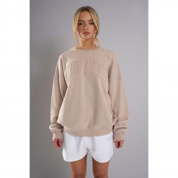 Kaiia Studio Distressed Applique Sweatshirt Olive