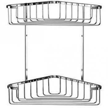 Large Chrome 2-Tier Corner Shower Caddy
